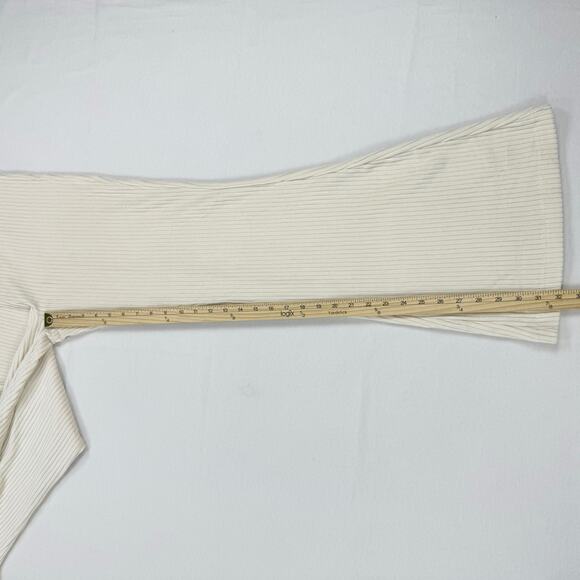 Aerie Womens Groove On Velour Velvet High Waist Flare Pant Large Ivory - Picture 13 of 14
